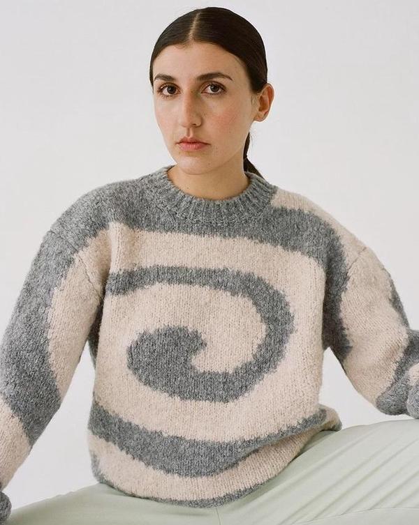 paloma wool セーター　ニット　S POLENTA-Dark grey sweater with a crossover neckline at the chest
