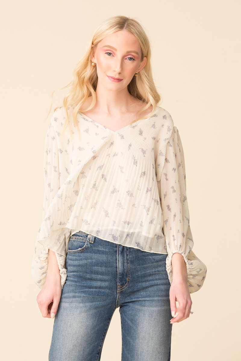 Ganni Pleated Georgette Blouse | Garmentory