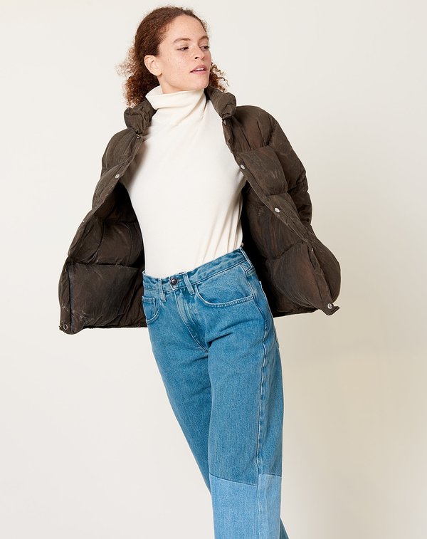 Olderbrother Waxed Puff Coat - Mushroom Moss | Garmentory