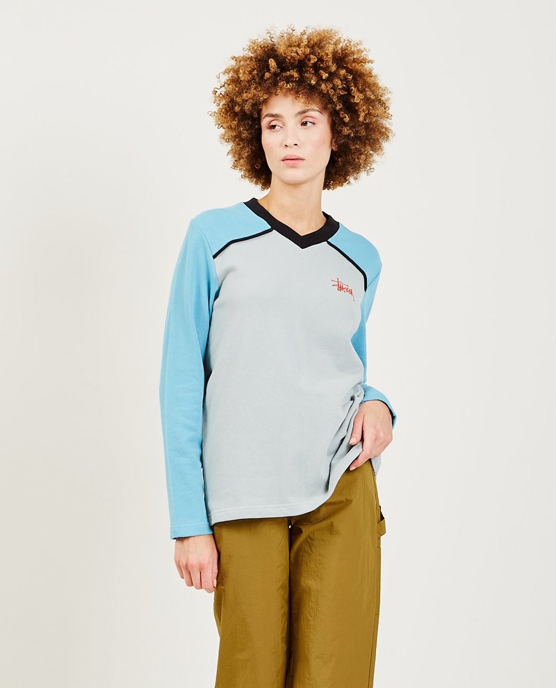 Stussy Panel V Neck Grey/Blue Garmentory