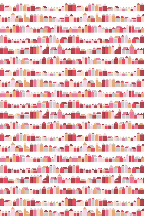 Inke HOUSES WALL PRINT - RED Inke HOUSES WALL PRINT - RED