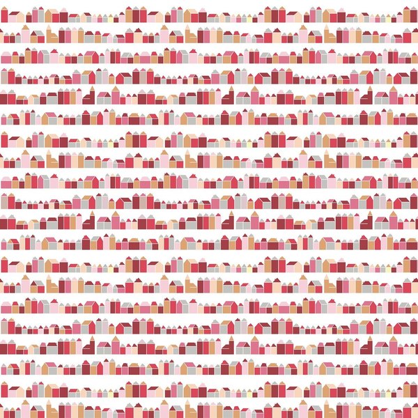 Inke HOUSES WALL PRINT - RED Inke HOUSES WALL PRINT - RED