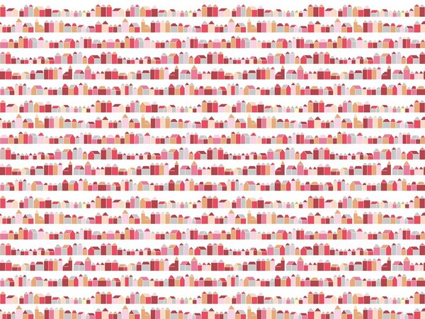 Inke HOUSES WALL PRINT - RED Inke HOUSES WALL PRINT - RED