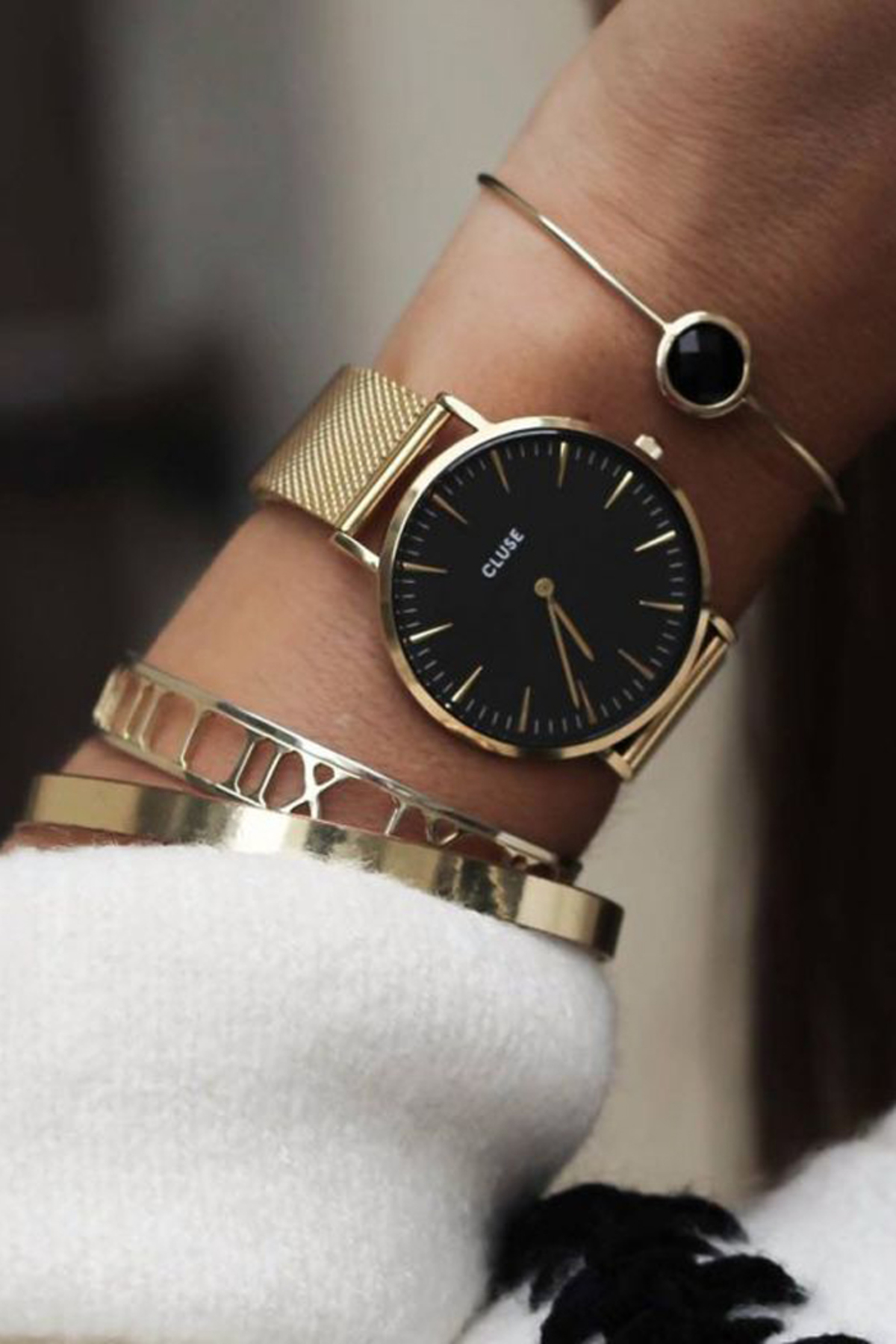 CLUSE WATCH La Boheme Mesh Gold/Black | Garmentory
