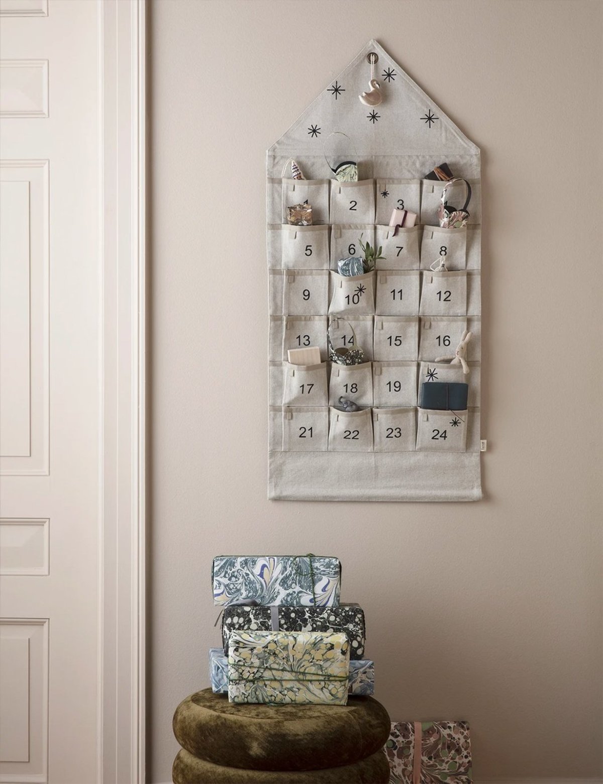 クリスマス ferm LIVING Star Christmas Calendar Star Advent Calendar | Christmas decoration in 100% cotton