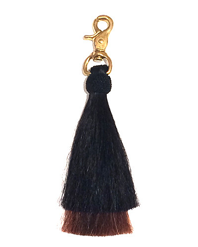 Oliveve black and brown double horse hair tassel on brass clip Oliveve black and brown double horse hair tassel on brass clip