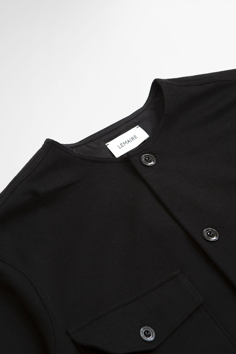 ジャケット・アウター LEMAIRE LIGHT FELTED WOOL LONG OVERSHIRT Lemaire Light Field Jacket - Black | Garmentory