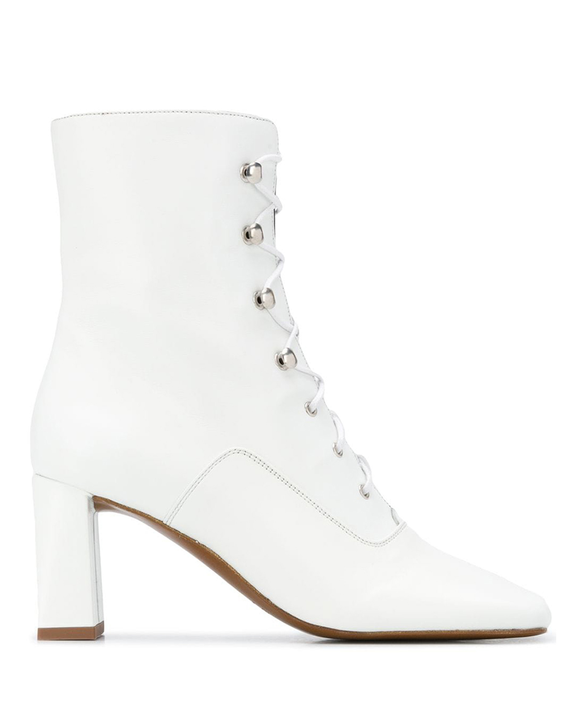 lace up ankle boots white