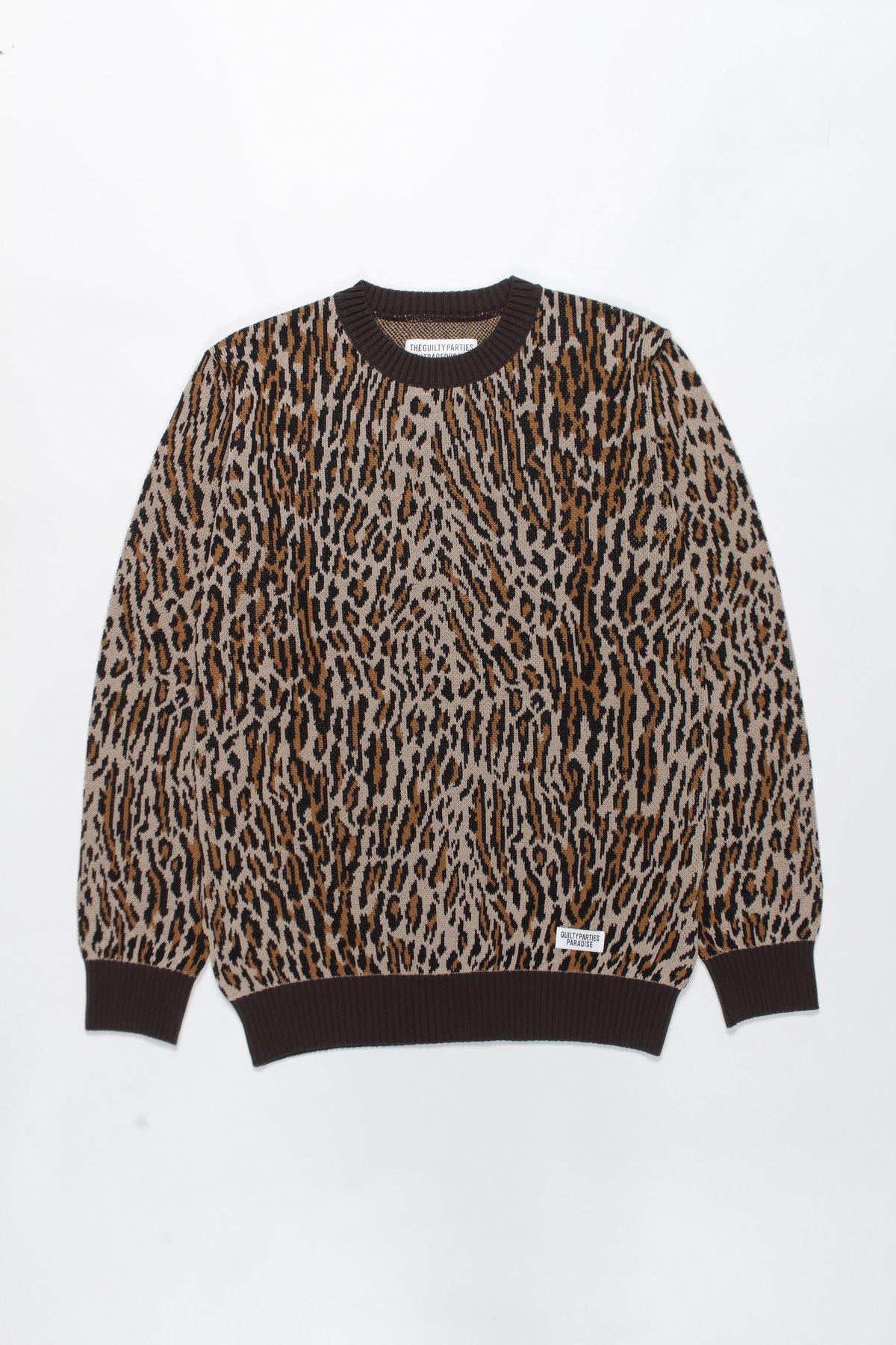 Wacko Maria Leopard Jacquard Sweater - Beige | Garmentory Wacko Maria Leopard Jacquard Sweater - Beige | Garmentory