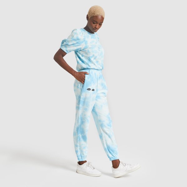 light blue tie dye sweatpants