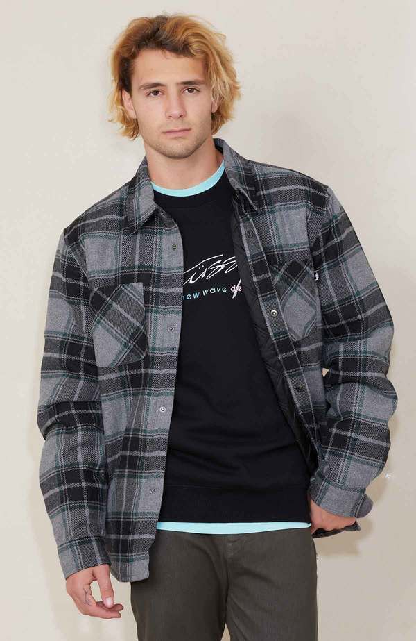 Stussy Max Plaid Quilted Shirt - gray | Garmentory