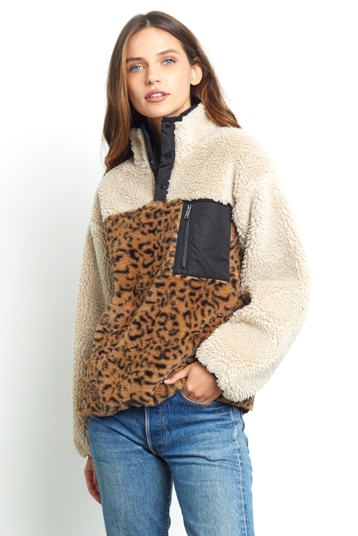 Rails Saga Fleece Pullover Cream Leopard Mix Garmentory