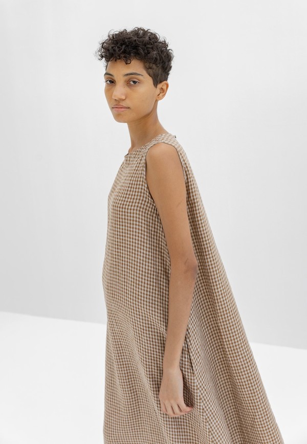 gingham dungaree dress