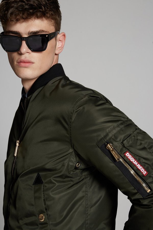 DSQUARED2 Icon Oversized Padded Aviator Bomber - Khaki