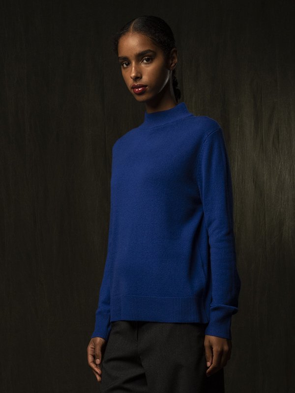 royal blue mock neck sweater