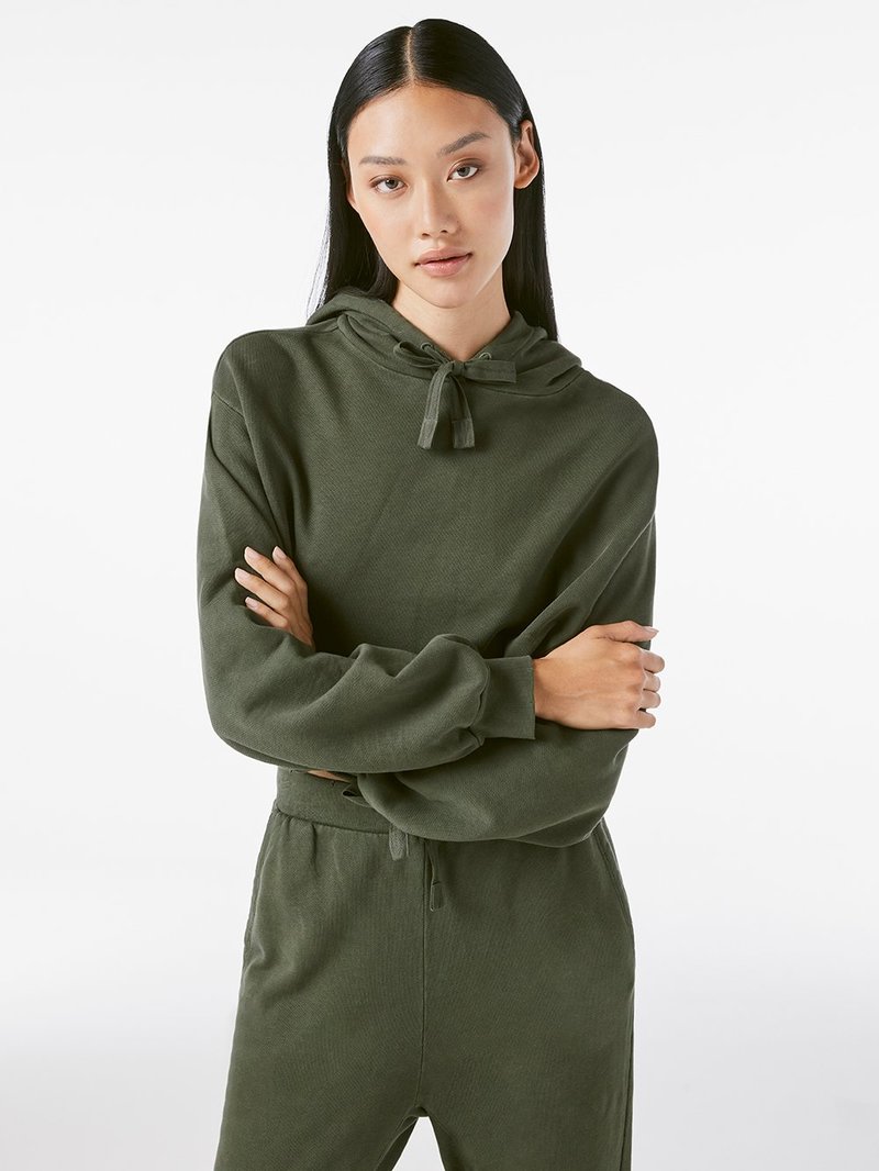 FRAME Denim Crop Easy Hoodie - vintage forest | Garmentory