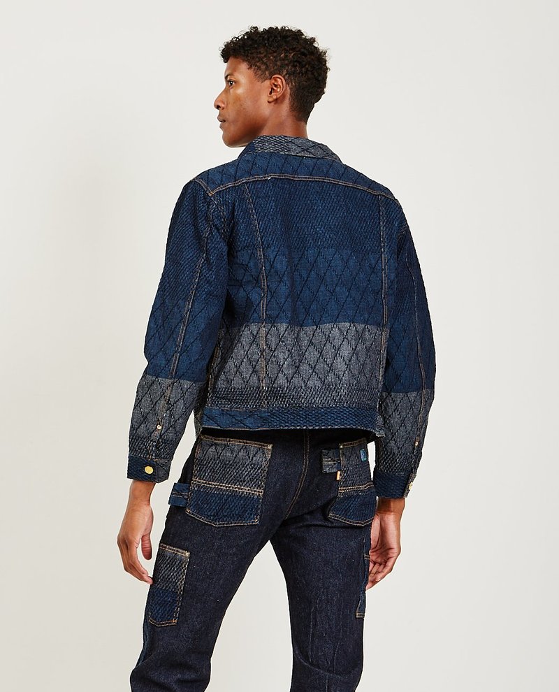 ジャケット・アウター KENDO DIAMOND PATTERN NO-COLLAR JACKET KENDO DIAMOND PATTERN PATCHWORK NO-COLLAR JACKE