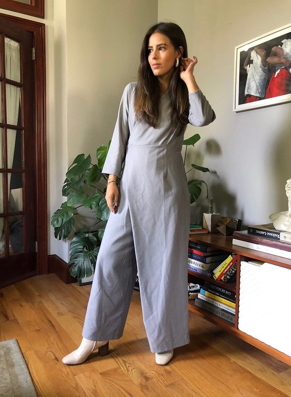 grey wrap jumpsuit