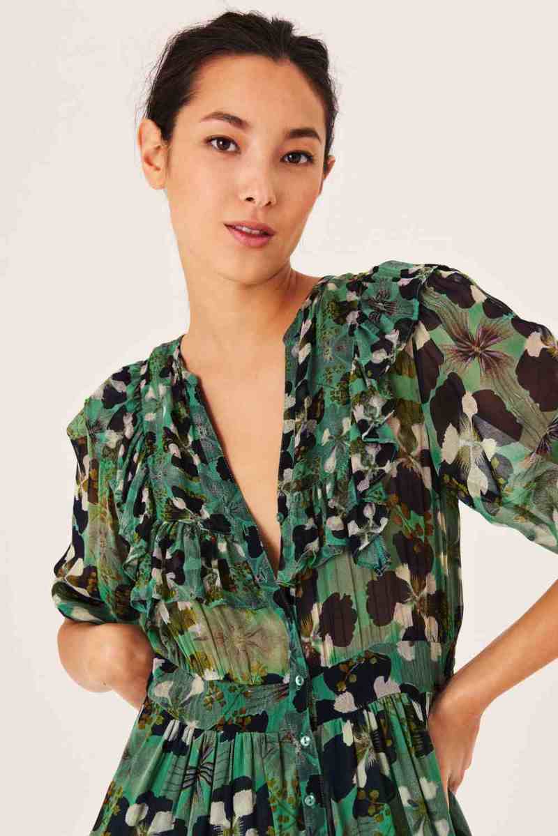 green emerald velvet dress ba&sh FANNY Dress – MAAC London main image 0