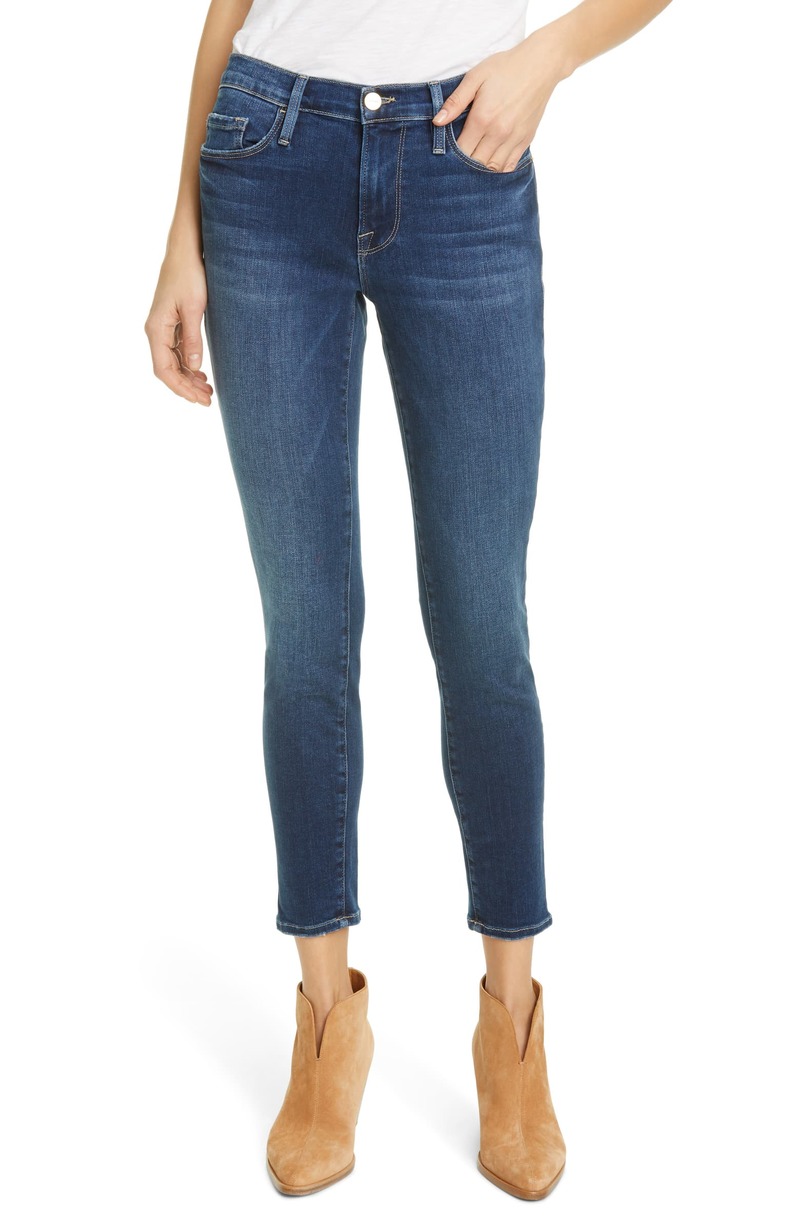 Jean Crop Skinny FRAME 'Le Skinny De Jeanne' - Taille 26, Délavage Clair, Occasion Très Bon état