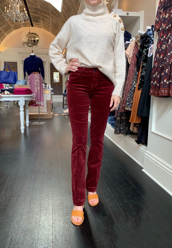 L'agence Merlot Velvet Oriana High-rise Straight Jean Red
