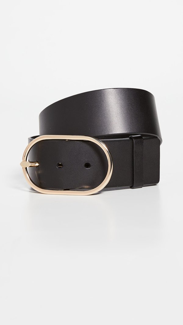 Frame Denim Black Belt with Gold Buckle Frame Denim Petit Timeless Buckle Belt in Noir main image 3
