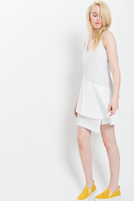 Derek Lam 10 Crosby 2 in 1 Sweatshirt Dress with Pleated Underpinning in Grey Derek Lam 10 Crosby 2 in 1 Sweatshirt Dress with Pleated Underpinning in Grey