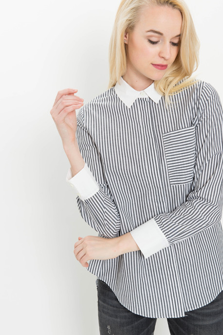 Derek Lam 10 Crosby Long Sleeve Layered Hem Shirt Derek Lam 10 Crosby Long Sleeve Layered Hem Shirt