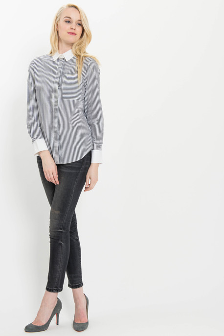 Derek Lam 10 Crosby Long Sleeve Layered Hem Shirt Derek Lam 10 Crosby Long Sleeve Layered Hem Shirt