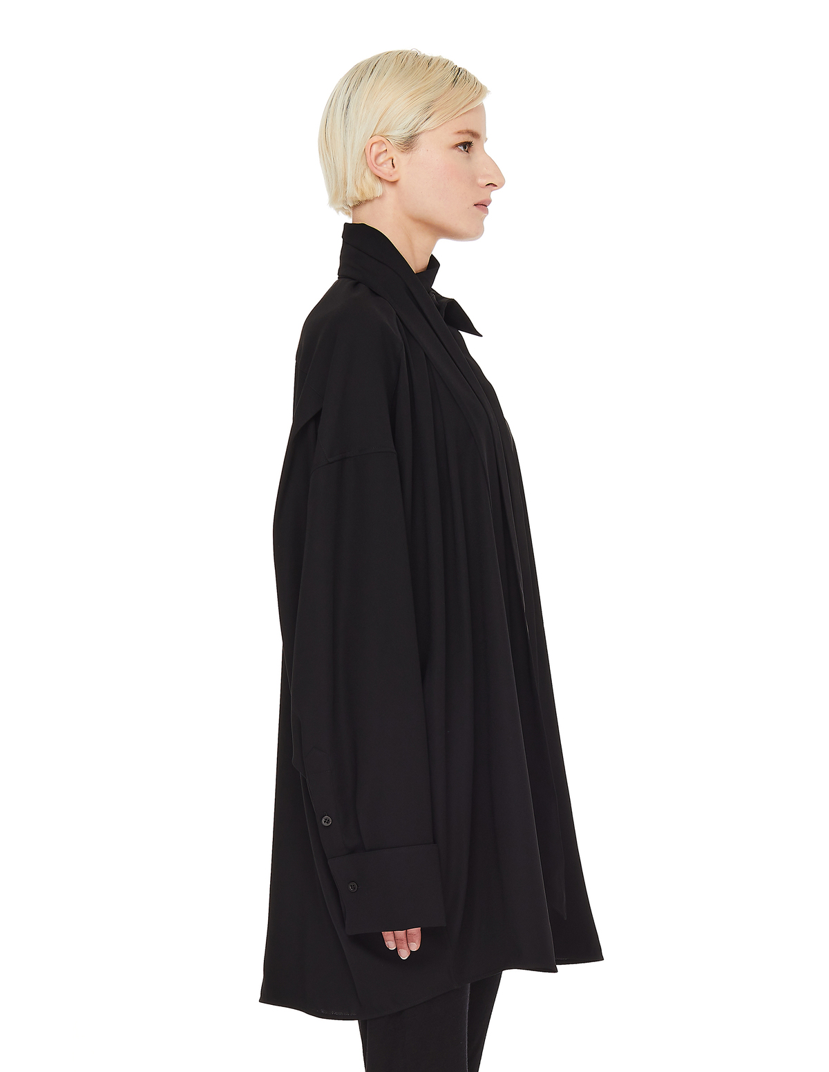 トップス BALENCIAGA Short-Sleeve Scarf Blouse 34 Balenciaga Scarf Pleated Blouse, Brand Size 34 (US Size 0