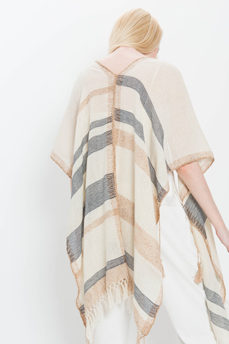 Metallic Striped Knit Poncho Metallic Striped Knit Poncho