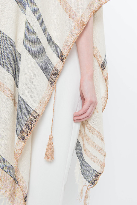 Metallic Striped Knit Poncho Metallic Striped Knit Poncho