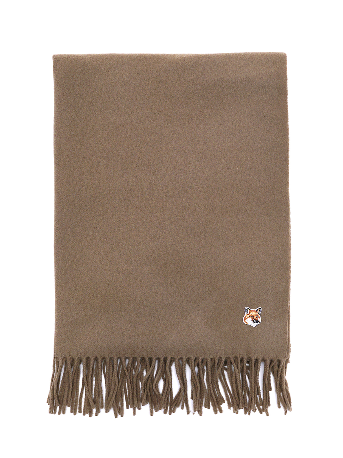 UNISEX Maison Kitsuné W_SMALL FOX HEAD WOOL SCARF - BEIGE - Image 1 of 6