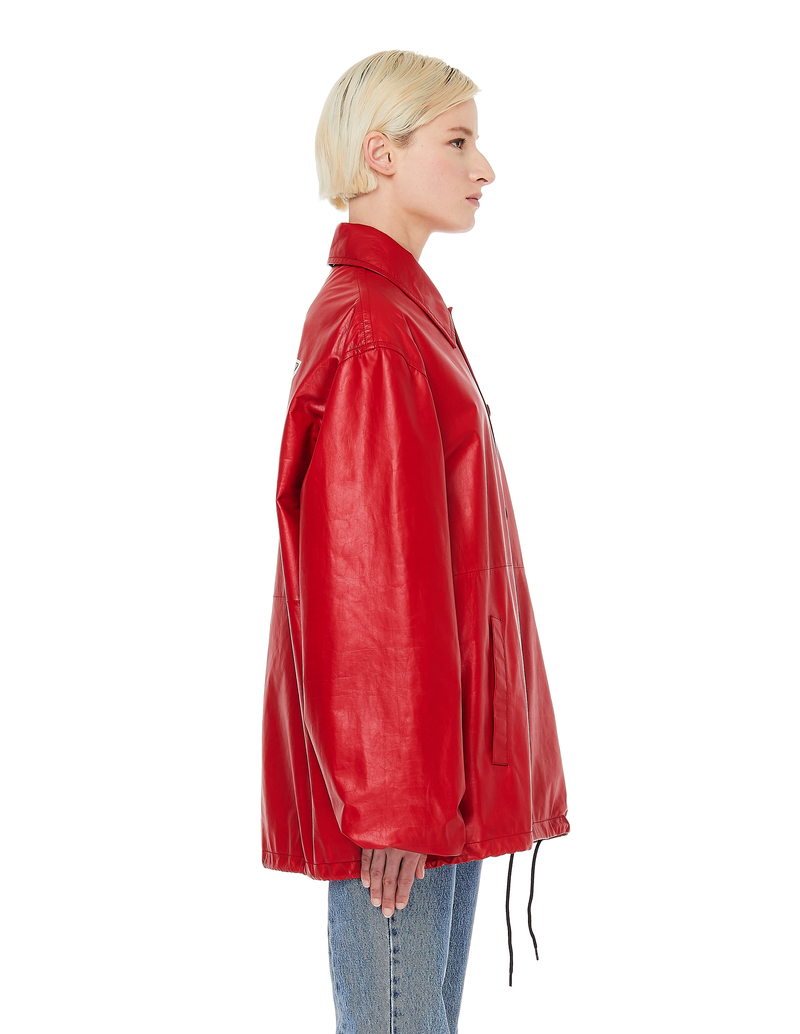 BALENCIAGA レッドレザージャケット BLNCG NEWS Balenciaga Leather BLNCG News 24/7 Jacket - Red | Garmentory