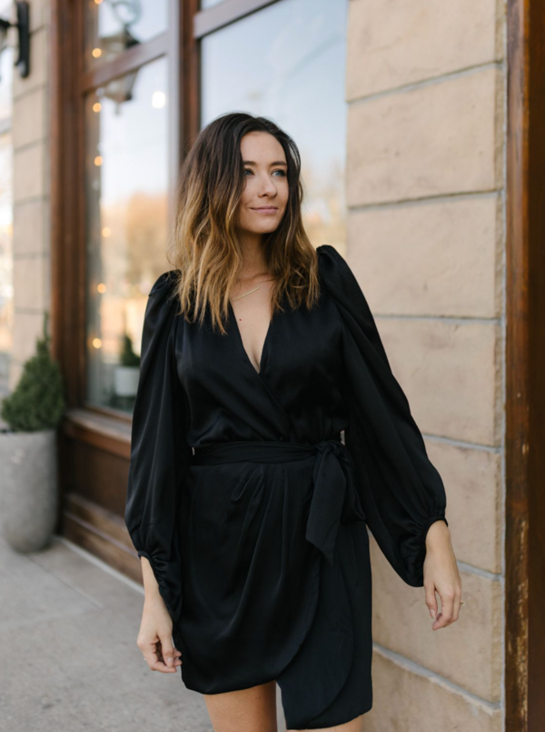 mini wrap dress black Isla Silk Wrap Mini Dress main image 0