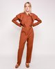 Rita Row Lola Ruffled Jumpsuit - Orange Microchecks - Thumbnail 1