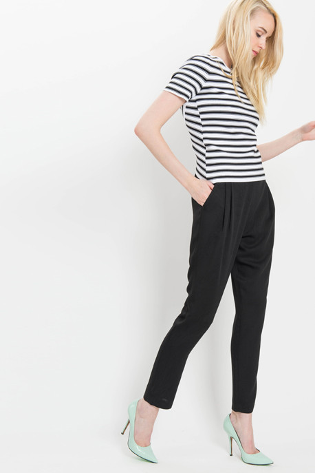 Pleated Track Pant in Black Pleated Track Pant in Black