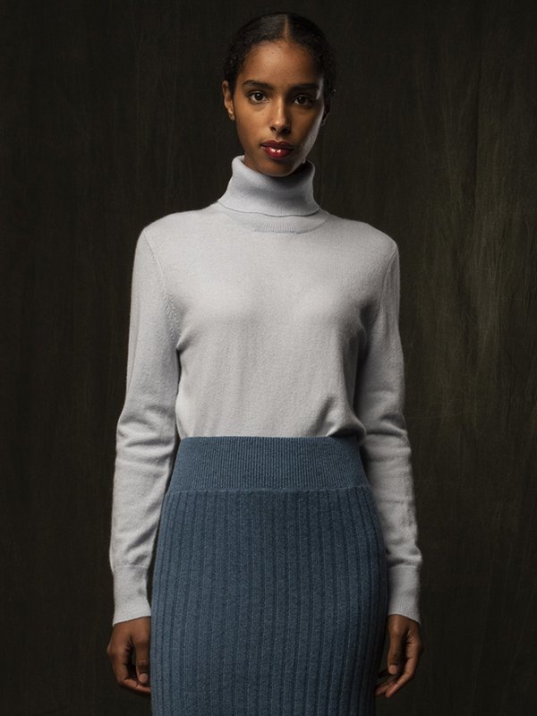 PURE CASHMERE NYC Turtleneck Sweater Baby Blue Garmentory