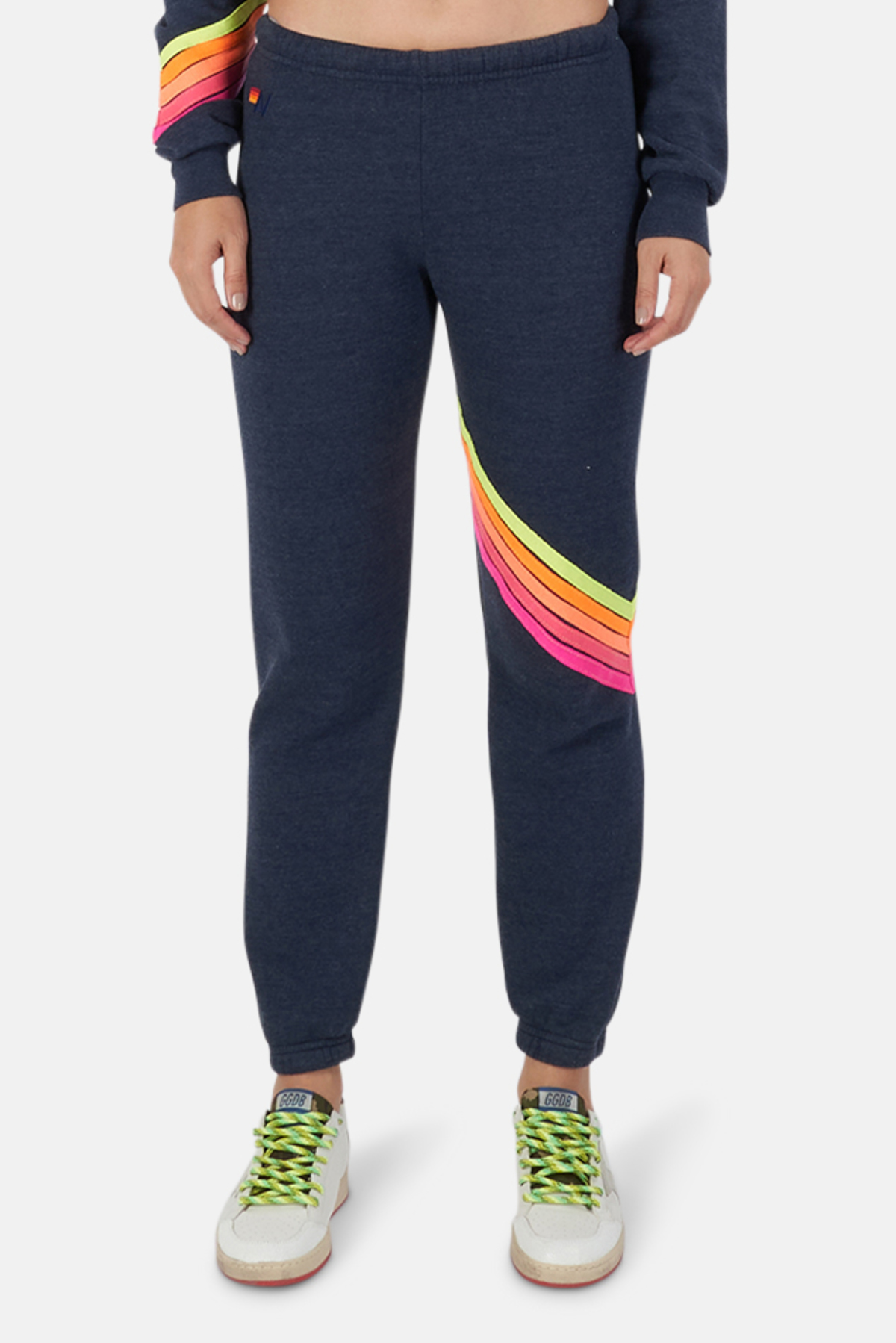 Aviator Nation Chevron 5 Sweatpant Heather Navy/Neon Garmentory