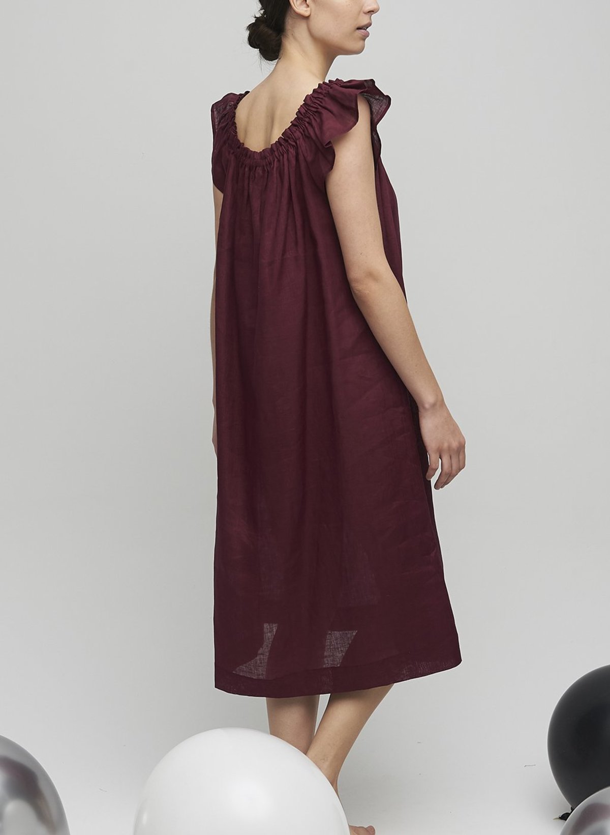 Eliza Faulkner Linen Party Nightie Burgundy Garmentory