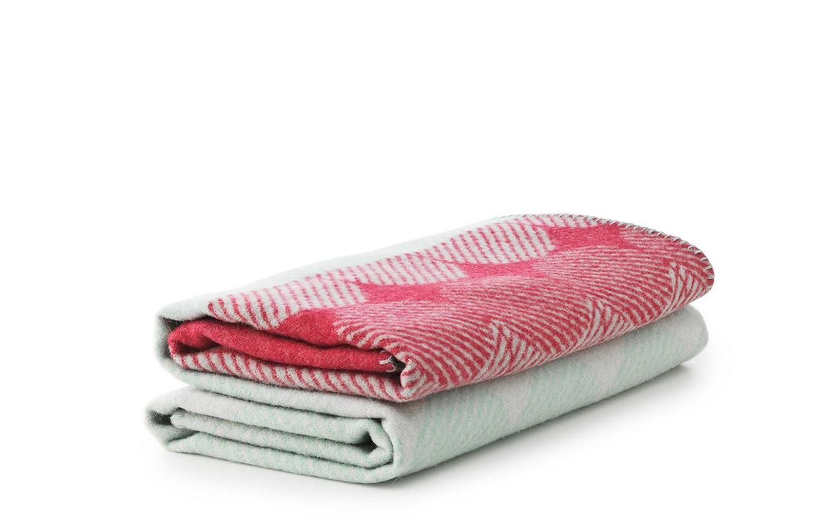Normann Copenhagen Ekko Throw Blanket - Raspberry/Mint - Image 1 of 2