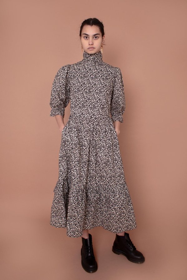 black white floral dress