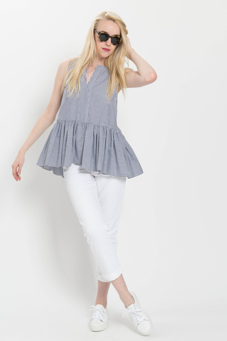 Striped Shirting Peplum Tank Striped Shirting Peplum Tank