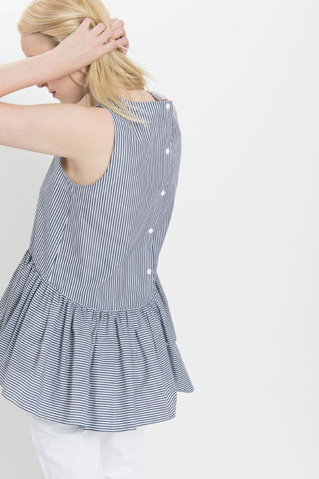 Striped Shirting Peplum Tank Striped Shirting Peplum Tank
