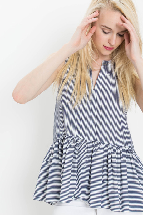 Striped Shirting Peplum Tank Striped Shirting Peplum Tank