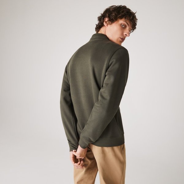 lacoste crew neck badge fleece sweatshirt