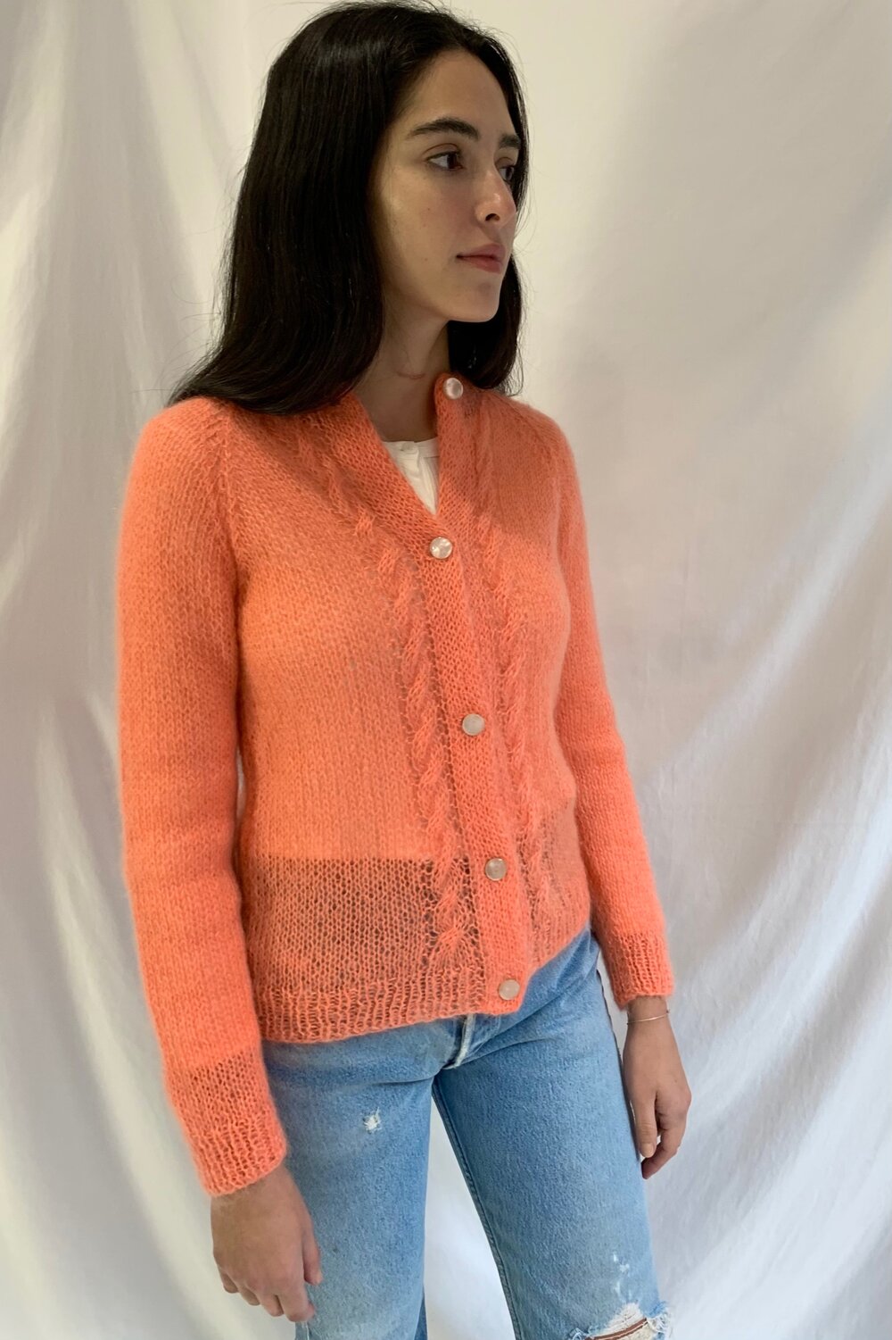 VINTAGE 1960s MOHAIR CARDIGAN - Orange | Garmentory