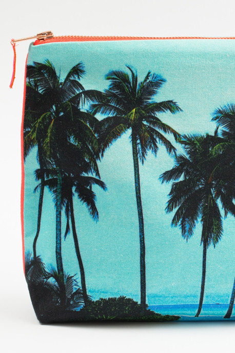 Maldives Aqua Palm Canvas Pouch Maldives Aqua Palm Canvas Pouch