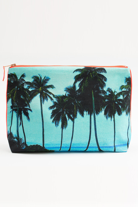 Maldives Aqua Palm Canvas Pouch Maldives Aqua Palm Canvas Pouch