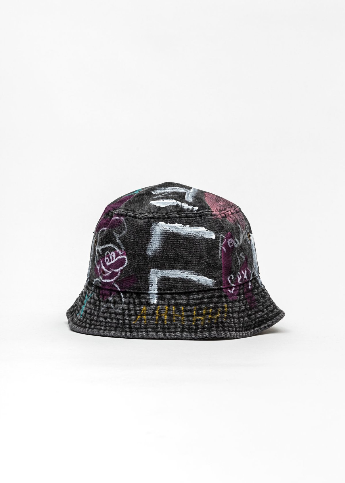 Guernika Black Paintd Denim Bucket Hat - Pokemon/Smurfs